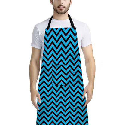 Black Blue And Purple Chevron Print Bib Apron With Pocket