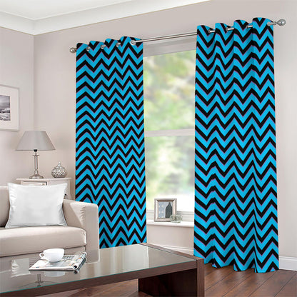 Black Blue And Purple Chevron Print Blackout Grommet Curtains
