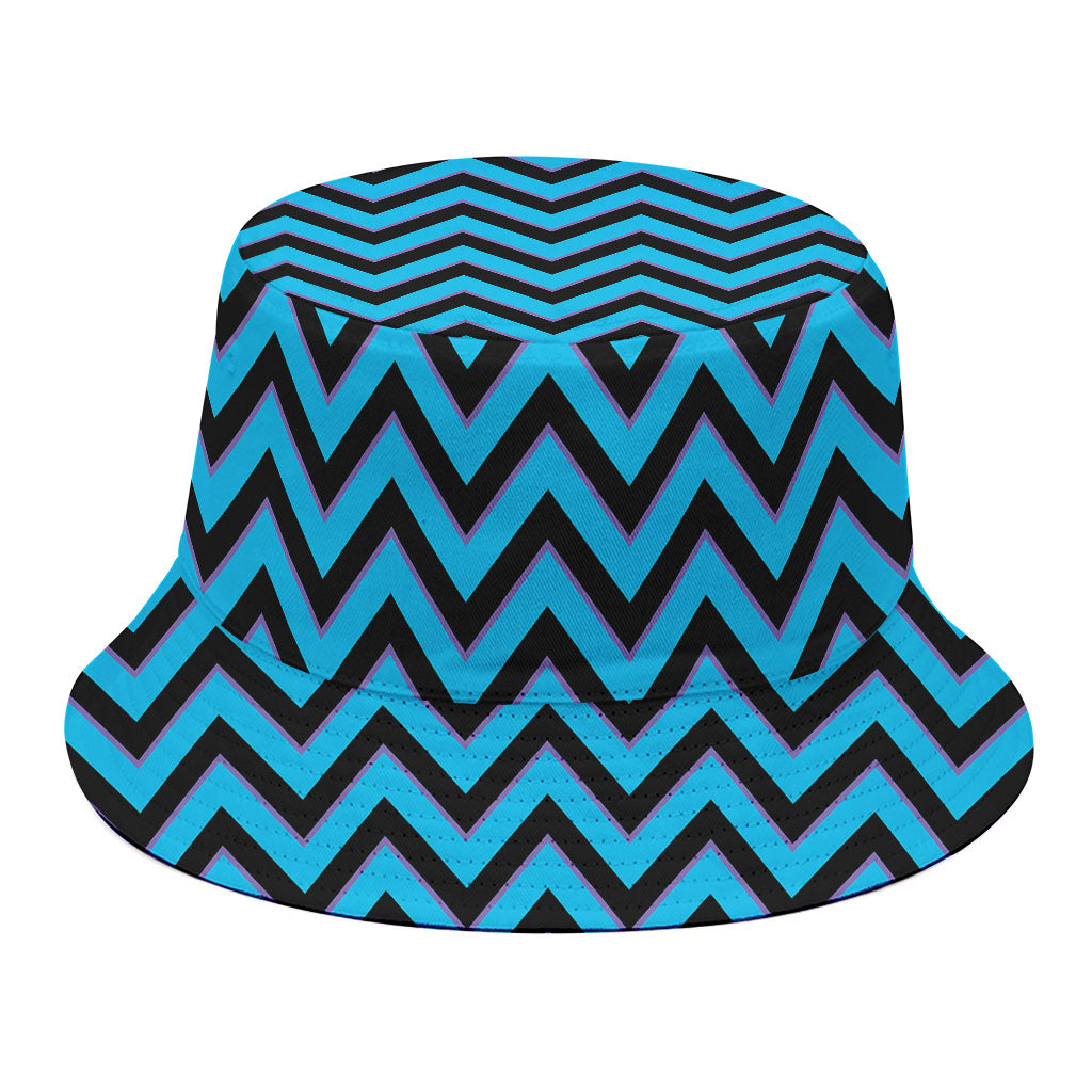 Black Blue And Purple Chevron Print Bucket Hat