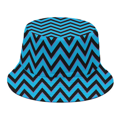Black Blue And Purple Chevron Print Bucket Hat
