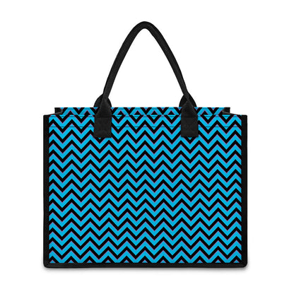 Black Blue And Purple Chevron Print Canvas Tote Bag