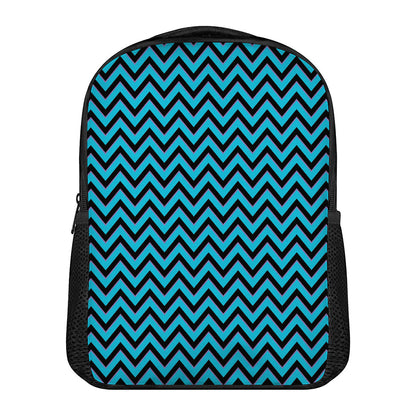 Black Blue And Purple Chevron Print Casual Backpack