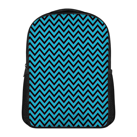 Black Blue And Purple Chevron Print Casual Backpack