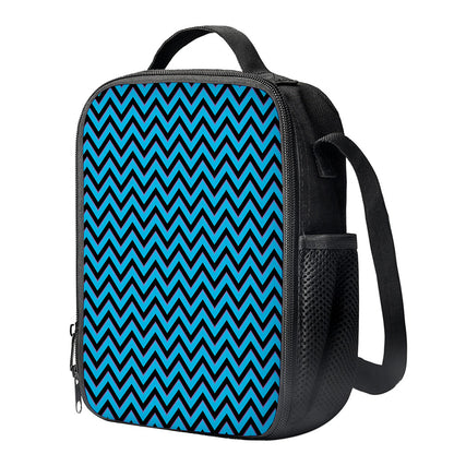 Black Blue And Purple Chevron Print Crossbody Lunch Bag