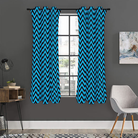Black Blue And Purple Chevron Print Curtain