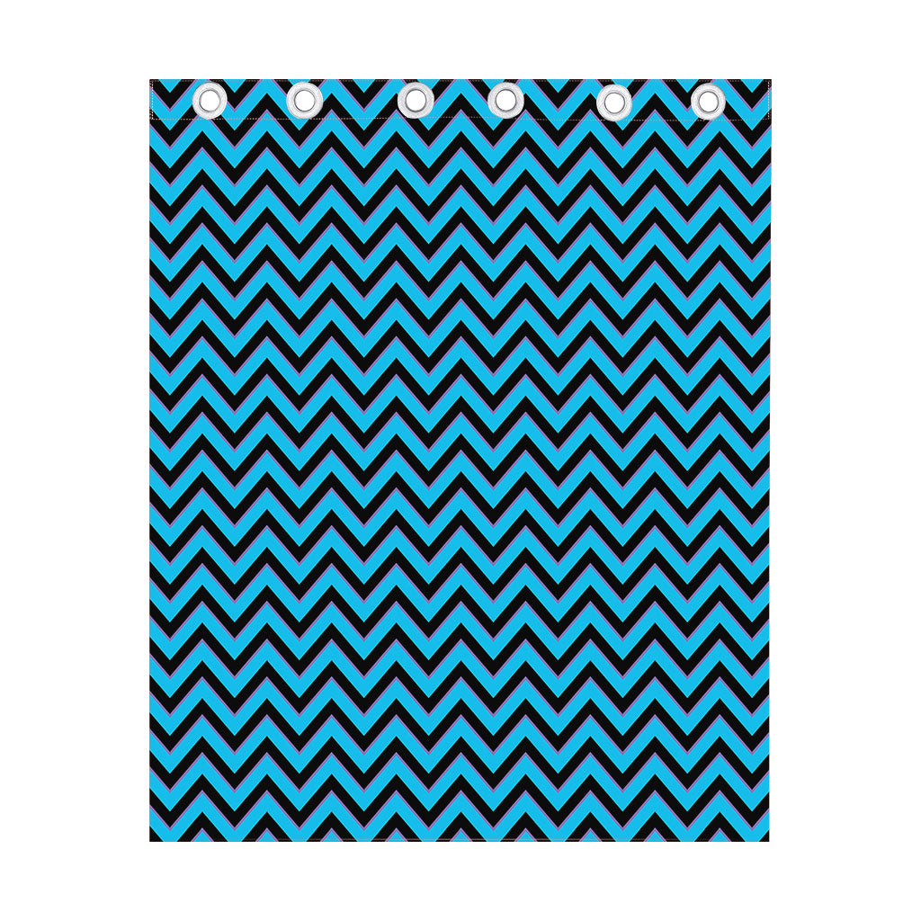 Black Blue And Purple Chevron Print Curtain