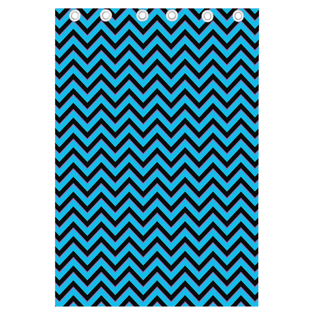 Black Blue And Purple Chevron Print Curtain