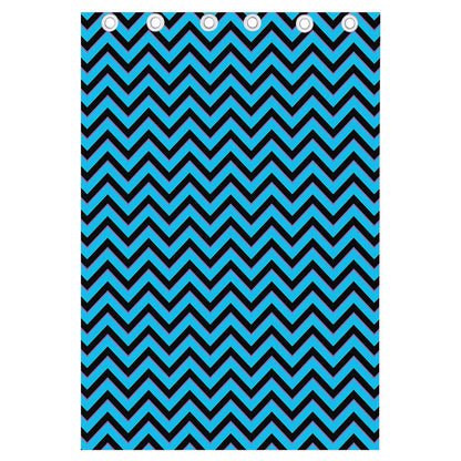 Black Blue And Purple Chevron Print Curtain