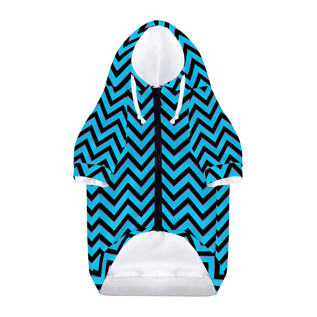 Black Blue And Purple Chevron Print Dog Zip Up Hoodie