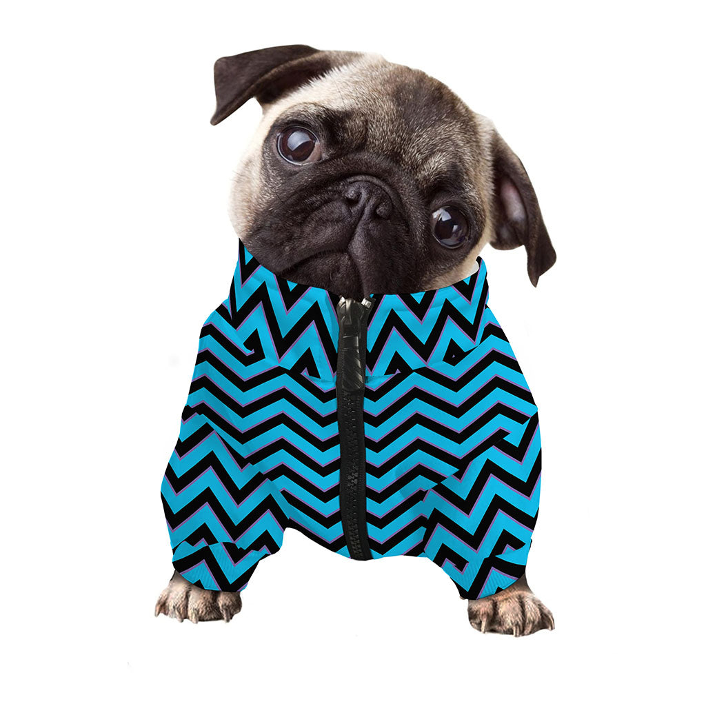 Black Blue And Purple Chevron Print Dog Zip Up Jacket