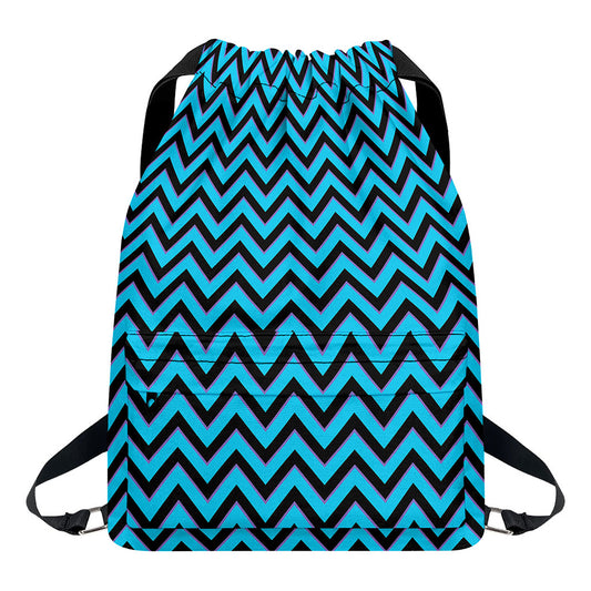 Black Blue And Purple Chevron Print Drawstring Backpack