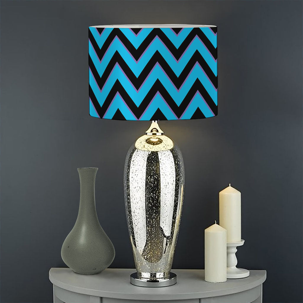 Black Blue And Purple Chevron Print Drum Lamp Shade