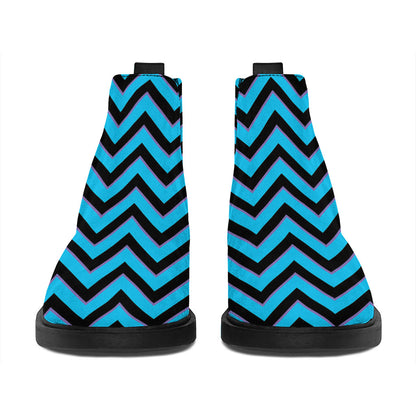 Black Blue And Purple Chevron Print Flat Ankle Boots