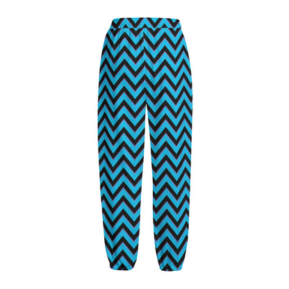 Black Blue And Purple Chevron Print Fleece Lined Knit Pants