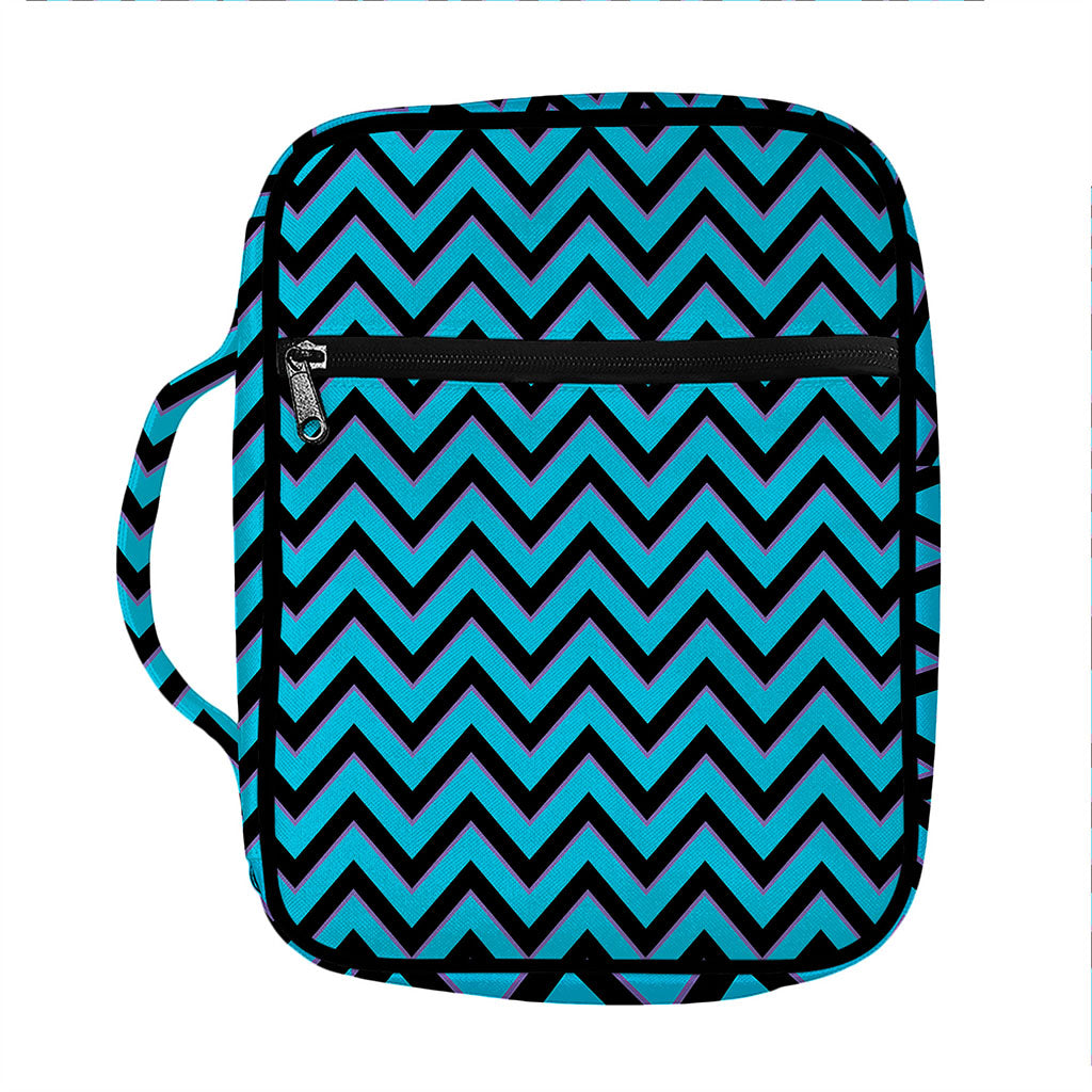 Black Blue And Purple Chevron Print Front Pocket Bible Bag