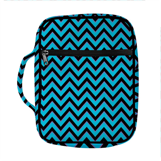 Black Blue And Purple Chevron Print Front Pocket Bible Bag