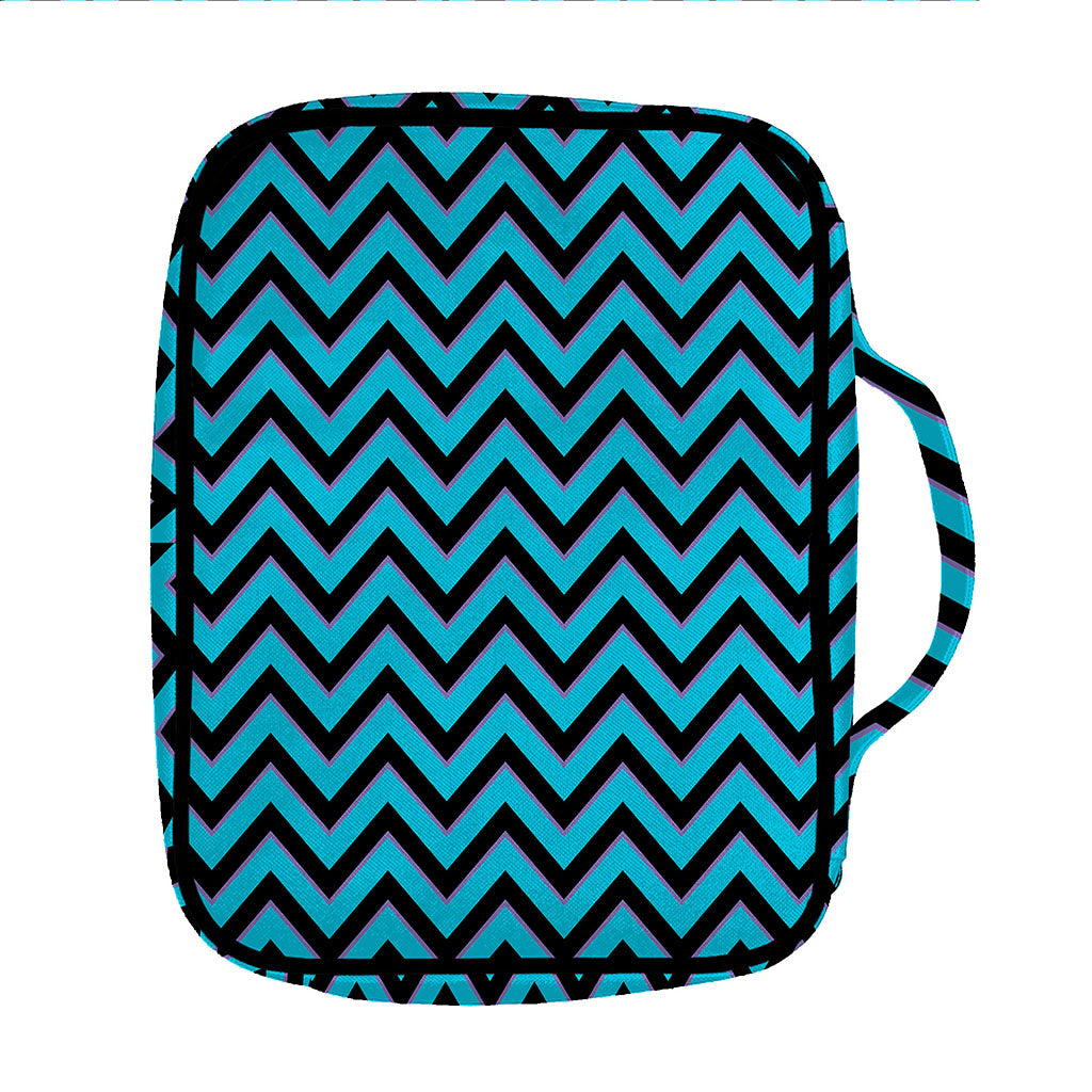 Black Blue And Purple Chevron Print Front Pocket Bible Bag