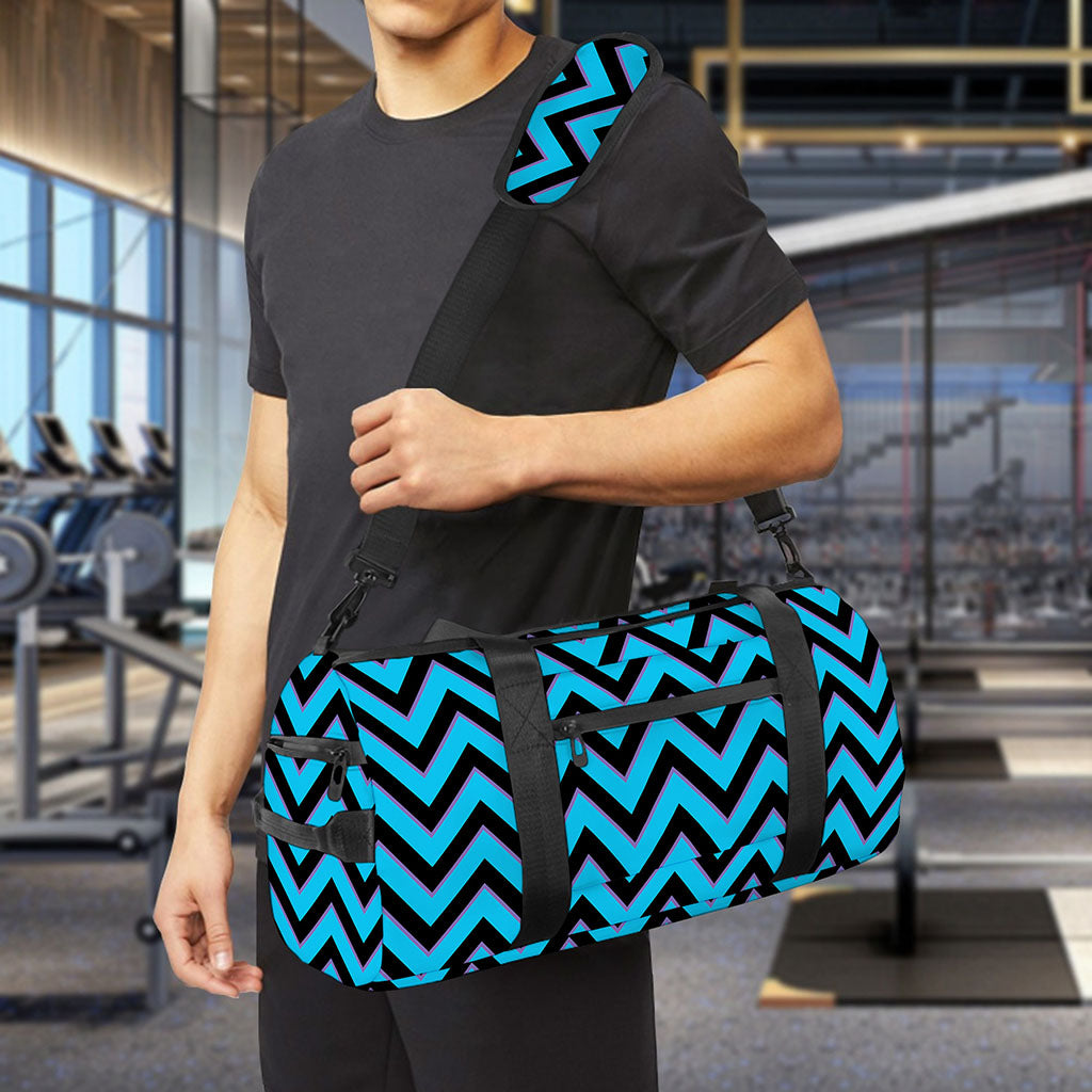Black Blue And Purple Chevron Print Gym Bag