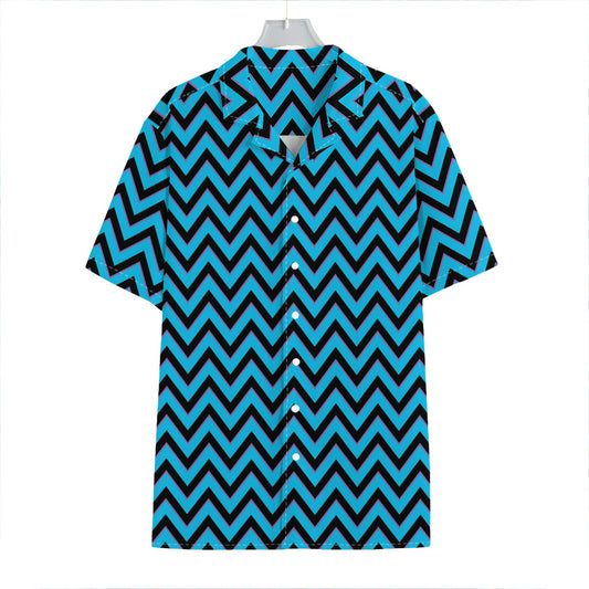 Black Blue And Purple Chevron Print Hawaiian Shirt