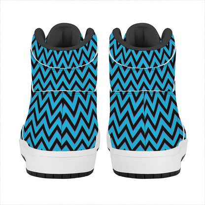 Black Blue And Purple Chevron Print High Top Leather Sneakers