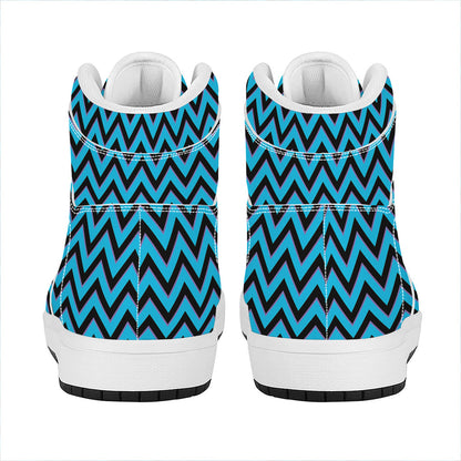 Black Blue And Purple Chevron Print High Top Leather Sneakers