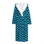Black Blue And Purple Chevron Print Hooded Bathrobe