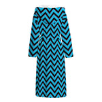 Black Blue And Purple Chevron Print Hooded Bathrobe
