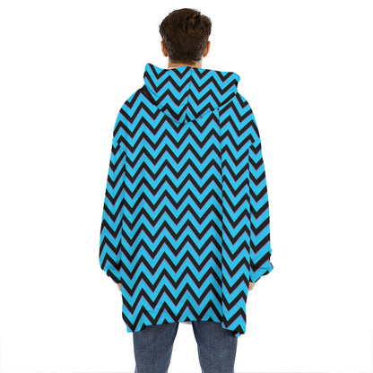 Black Blue And Purple Chevron Print Hoodie Blanket