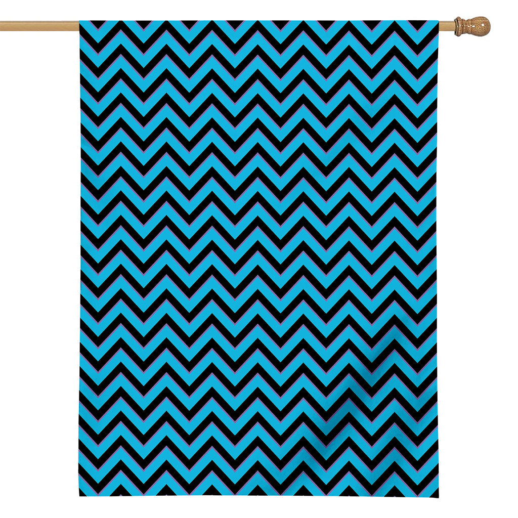 Black Blue And Purple Chevron Print House Flag