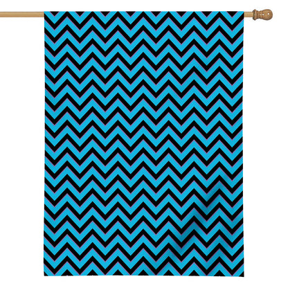 Black Blue And Purple Chevron Print House Flag