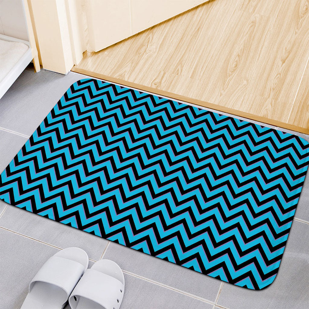Black Blue And Purple Chevron Print Indoor Door Mat