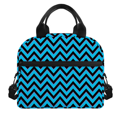 Black Blue And Purple Chevron Print Insulated Lunch Bag