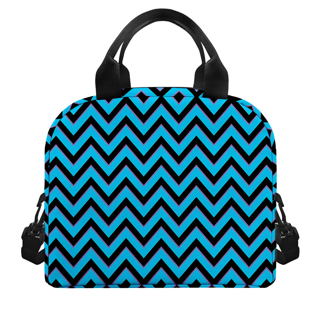 Black Blue And Purple Chevron Print Insulated Lunch Bag