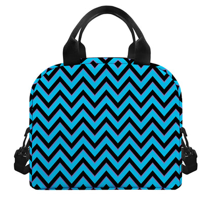 Black Blue And Purple Chevron Print Insulated Lunch Bag