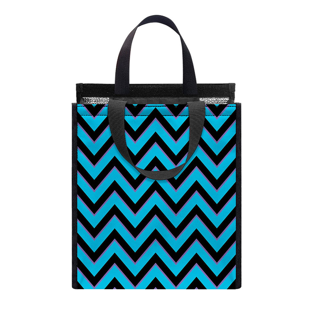 Black Blue And Purple Chevron Print Insulated Lunch Tote