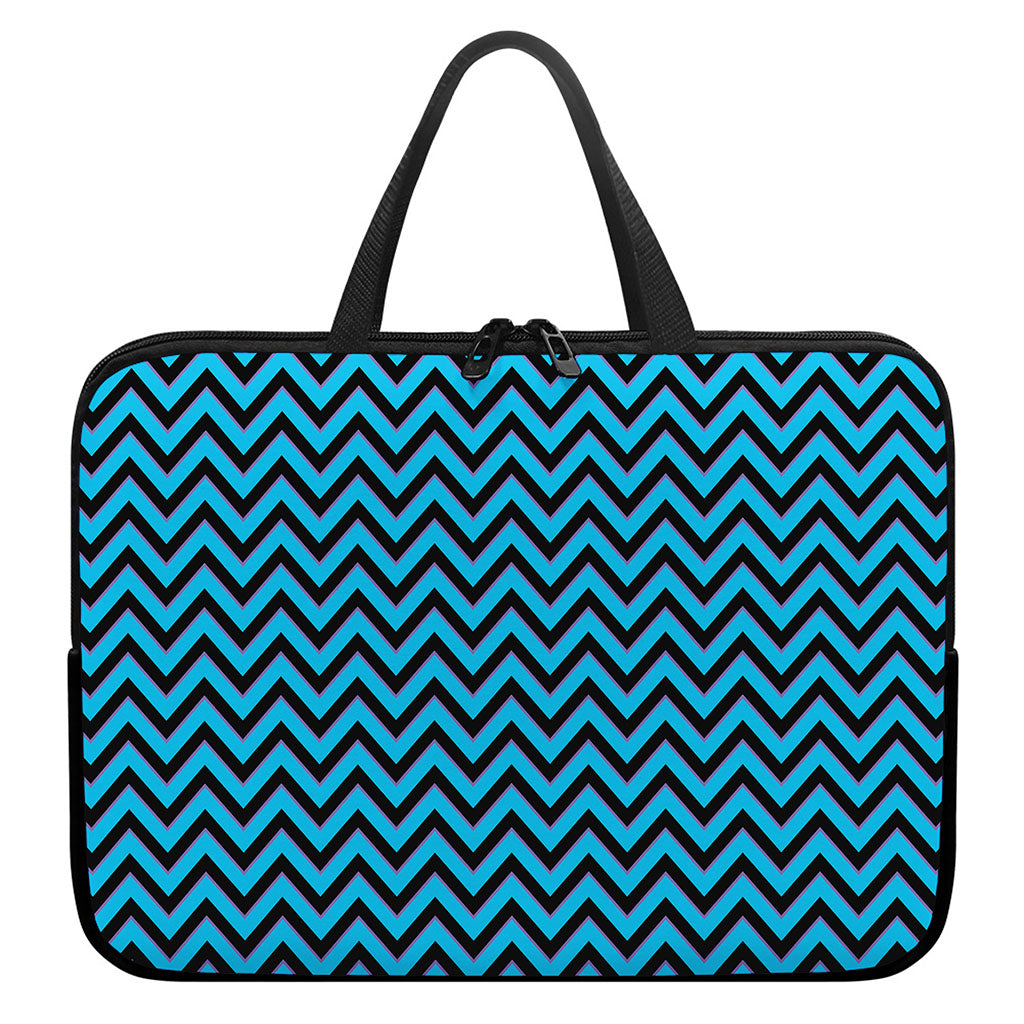 Black Blue And Purple Chevron Print Laptop Sleeve With Handle