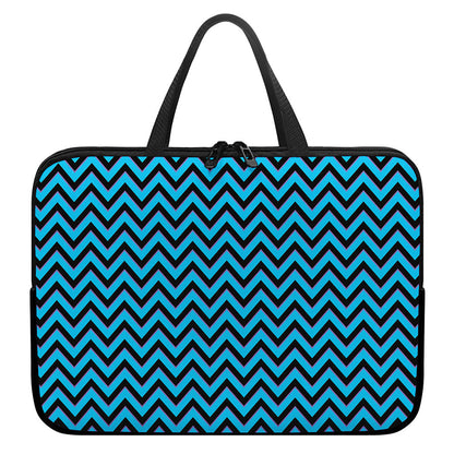 Black Blue And Purple Chevron Print Laptop Sleeve With Handle