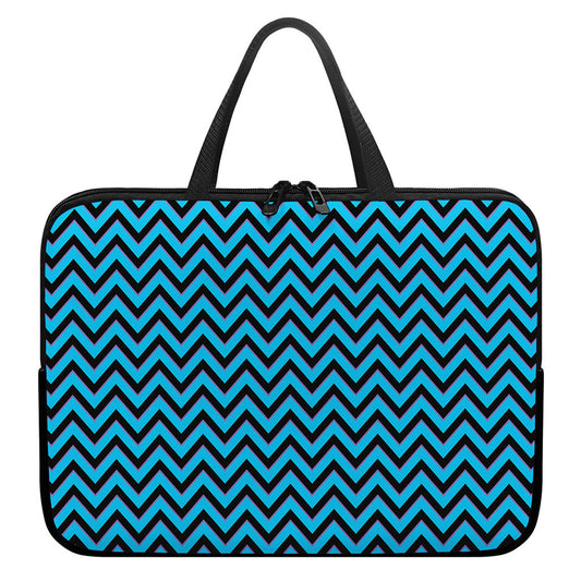 Black Blue And Purple Chevron Print Laptop Sleeve With Handle