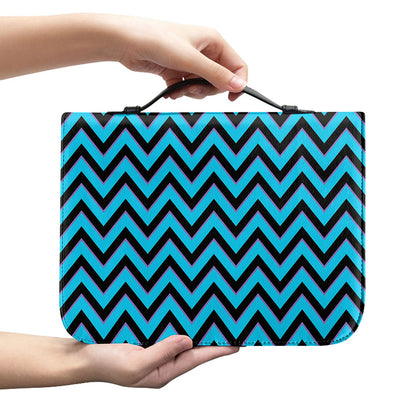 Black Blue And Purple Chevron Print Leather Bible Cover