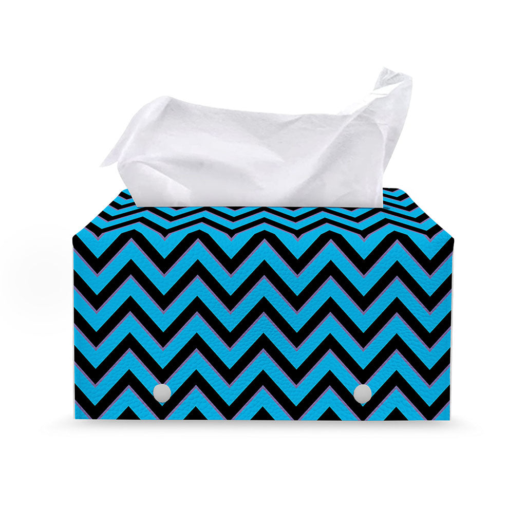 Black Blue And Purple Chevron Print Leather Tissue Box Cover