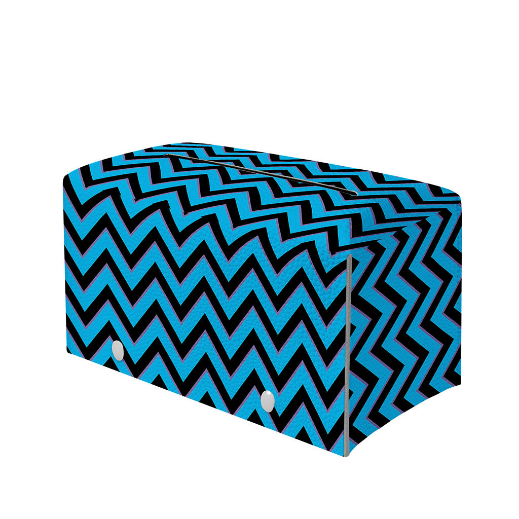 Black Blue And Purple Chevron Print Leather Tissue Box Cover
