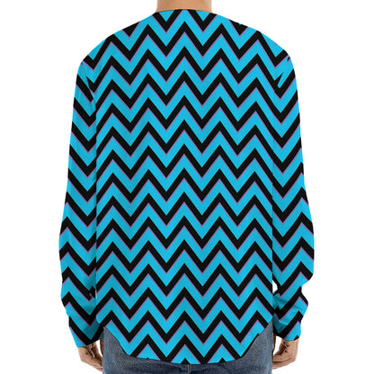 Black Blue And Purple Chevron Print Long Sleeve Baseball Jersey