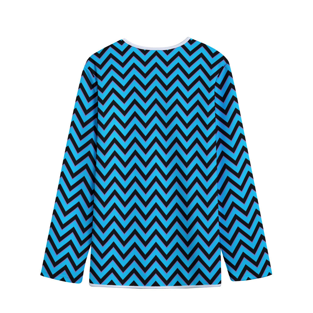 Black Blue And Purple Chevron Print Long Sleeve Short Coat