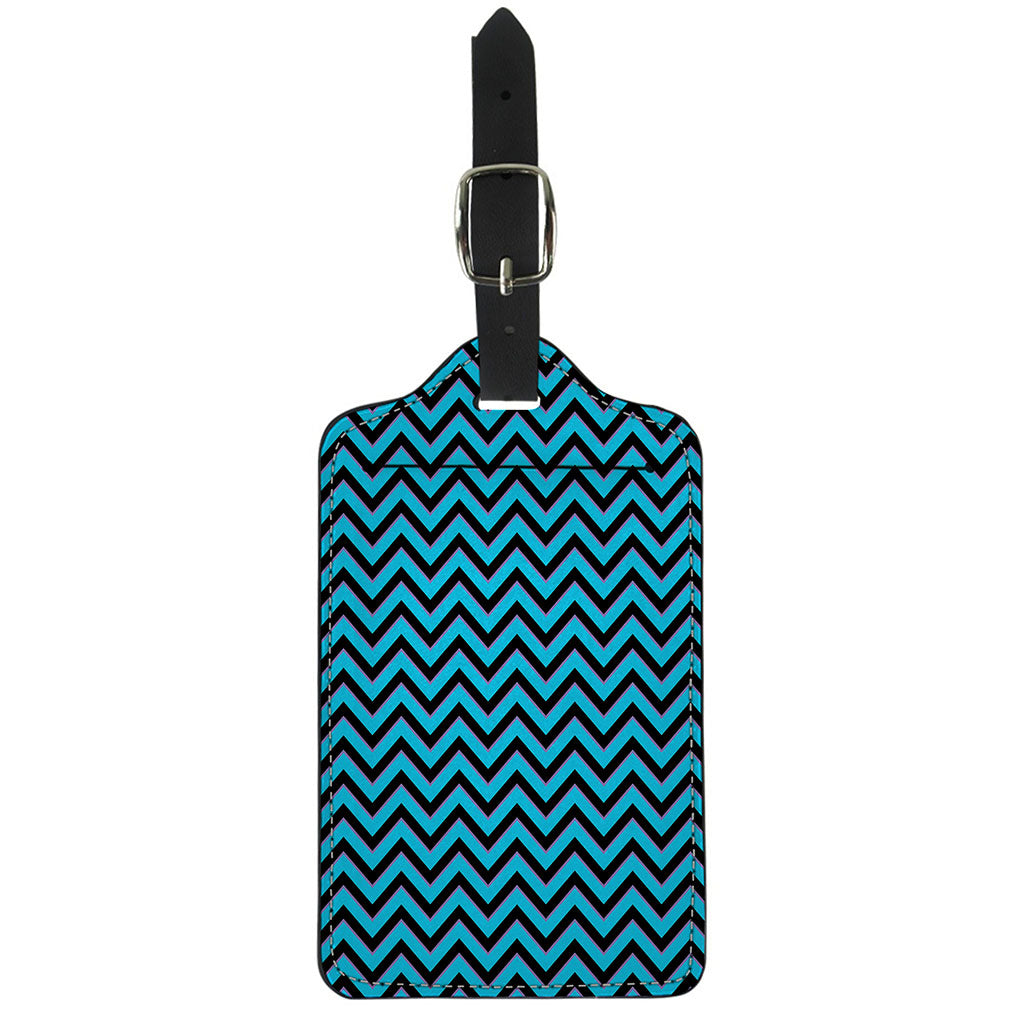 Black Blue And Purple Chevron Print Luggage Tag