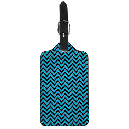 Black Blue And Purple Chevron Print Luggage Tag