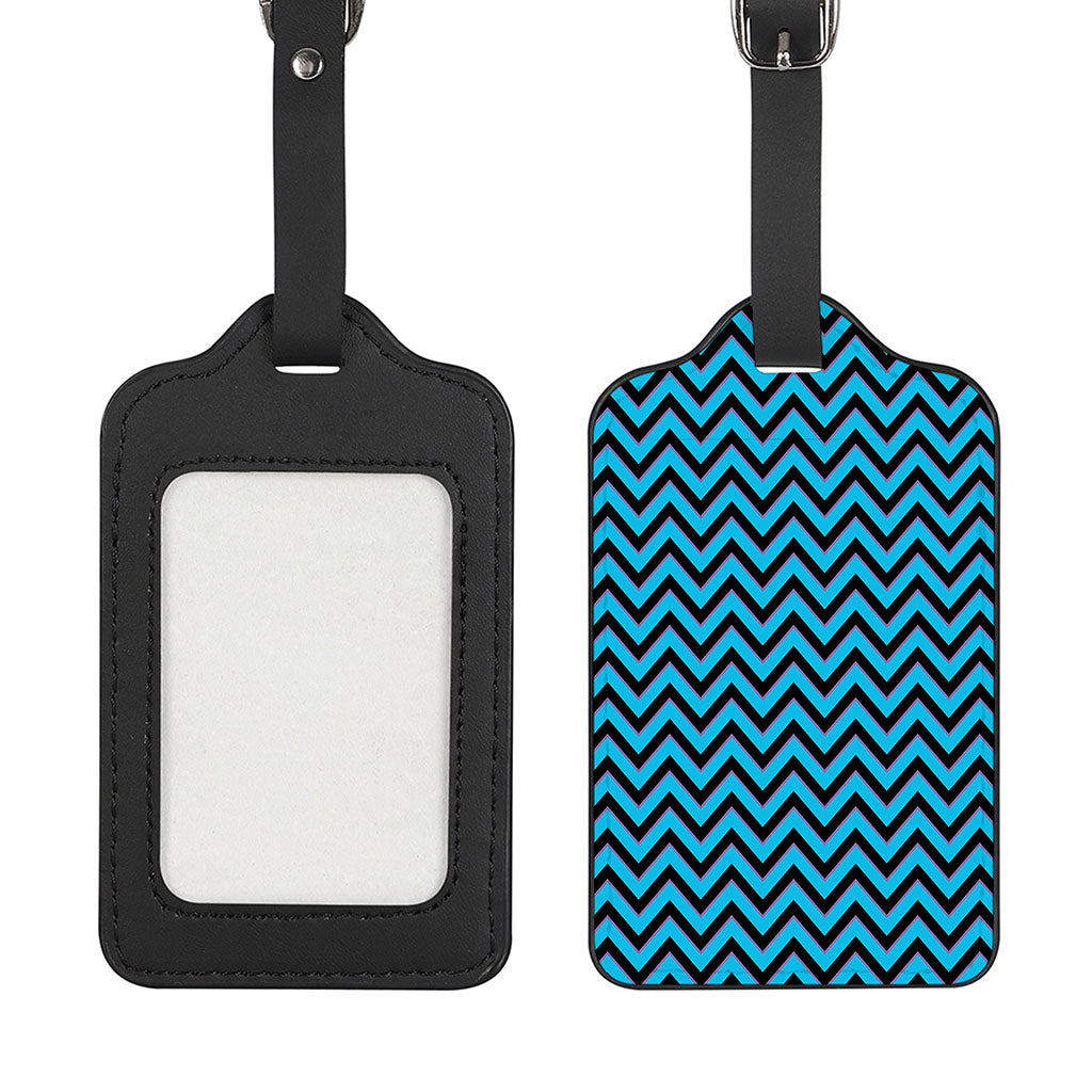 Black Blue And Purple Chevron Print Luggage Tag