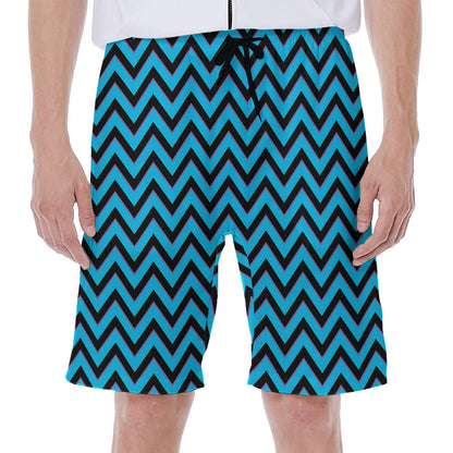 Black Blue And Purple Chevron Print Men's Beach Shorts