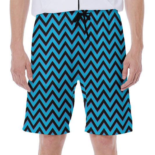 Black Blue And Purple Chevron Print Men's Beach Shorts