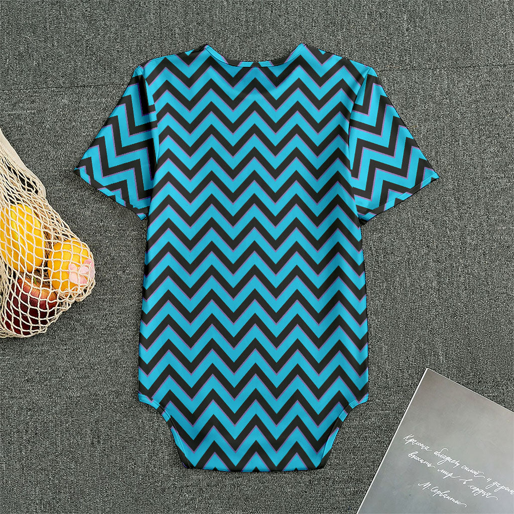 Black Blue And Purple Chevron Print Men's Bodysuit