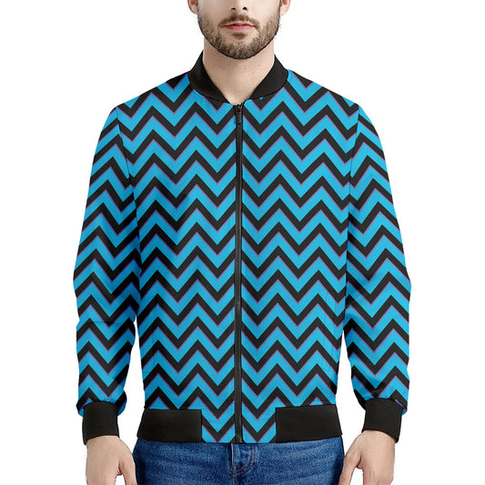 Black Blue And Purple Chevron Print Men's Bomber Jacket